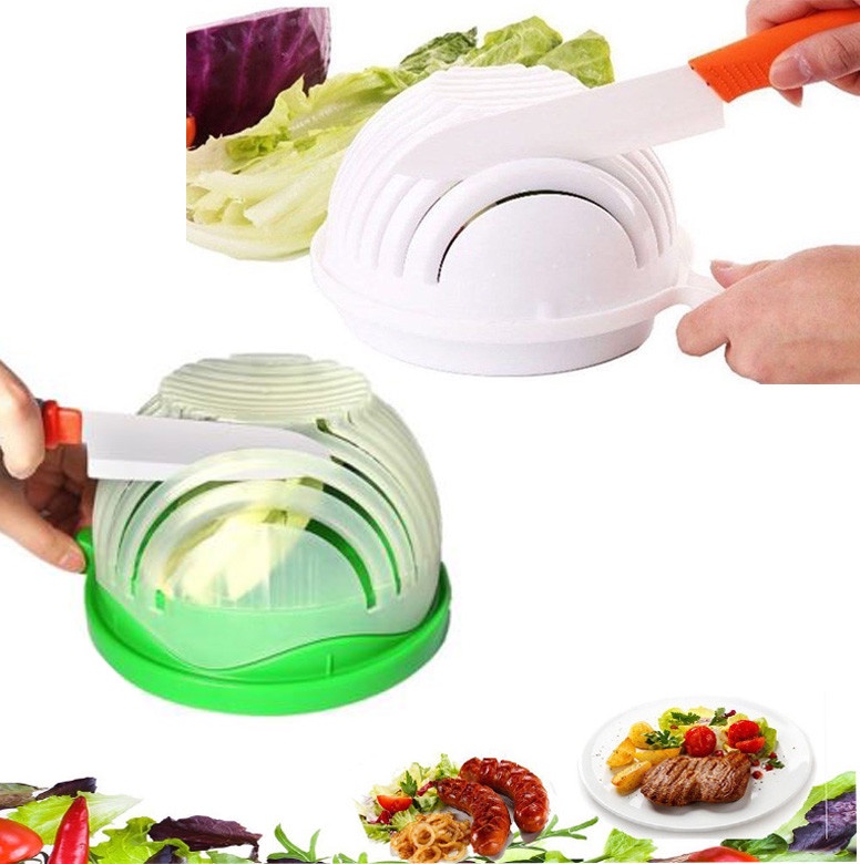 Easy Make Kitchen Tool Food Fruit Salad Maker Cutter Bowl Fast in 60 Seconds