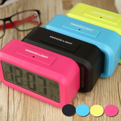 Snooze Electronic Digital Alarm Clock LED Backlight Light Control Thermometer