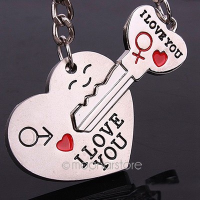 Nice Metal Keychain Keyring Keyfob Valentine's Day Lover Couple Gift Heart Key