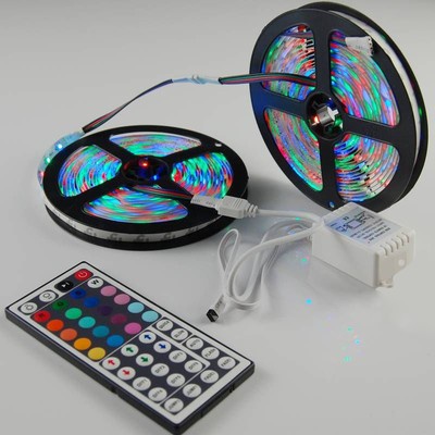 10M 3528 SMD 600LEDS RGB 2X 5M led light strip+ 44 Key IR Remote Controller