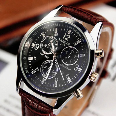 Moda Men's Date Leather Stainless Steel Military Sport Quartz Wrist Watch reloj