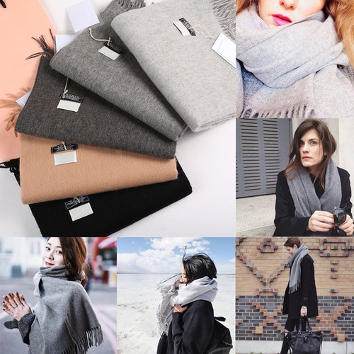 2017Fashion Women Winter Cashmere Blend Pashmina Solid Tassel Shawl Wrap Scarves