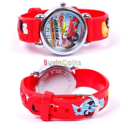 Cartoon 3D Cute lovely Kids Girls Analog Quartz Wrist Watch Rubber Leather HYAU