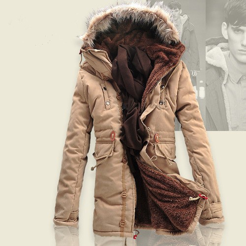 New Men's Winter Slim wool Warm Jacket Cotton coat fleece Trench Parka outwear