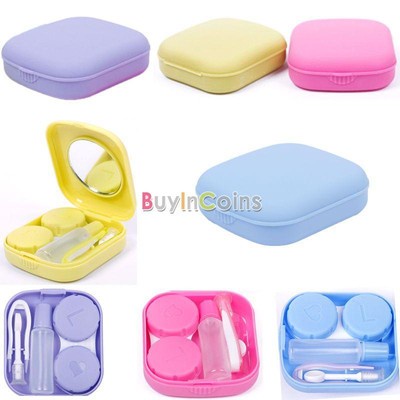 Cute Pocket Mini Contact Lens Case Travel Kit Easy Carry Mirror Container Holder