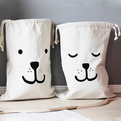 Large Kids Baby Toys Clothing Laundry Canvas Bag Drawstring Storage Bags New