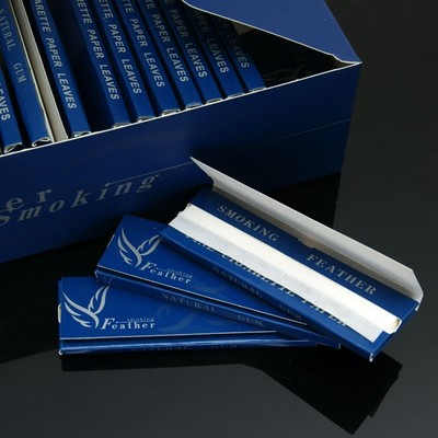 Feather 50 Packs (2500 Leaves) Natural Gum Cigarette Tobacco Rolling Papers 70MM
