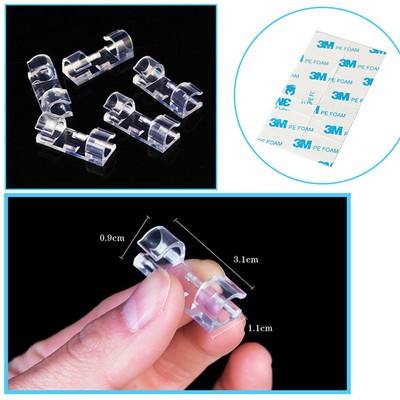 20X Table Wall Wire Tidy Cord Drop Clip Organizer Adhesive Cable Holder Clamp