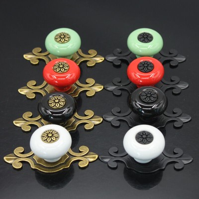 Flower Pull Handle Vintage Ceramic Door Cabinet Cupboard Knobs Wardrobe Drawer
