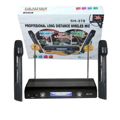 New Professional WIRELESS handheld MICROPHONE DUAL MIC KARAOKE MIC SYSTEM