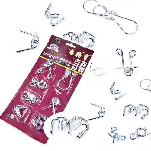 7 Sets Metal Ring Puzzle IQ Brain Teaser Test Education Toy Gift for Adult Kid