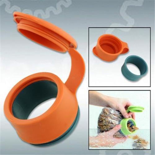 Hot Sale Plastic Orange Food Kitchen Storage Preserve Sealing Bag Cap Househould