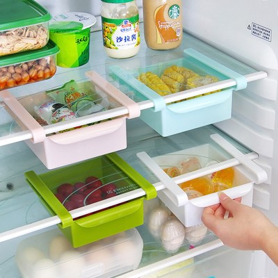 New Slide Kitchen Fridge Freezer Space Saver Organizer Storage Rack Shelf Holder