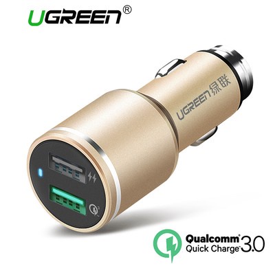 UGREEN USB Car Charger Quick Charge 3.0 Dual USB Smart Charger Fr Samsung Tablet