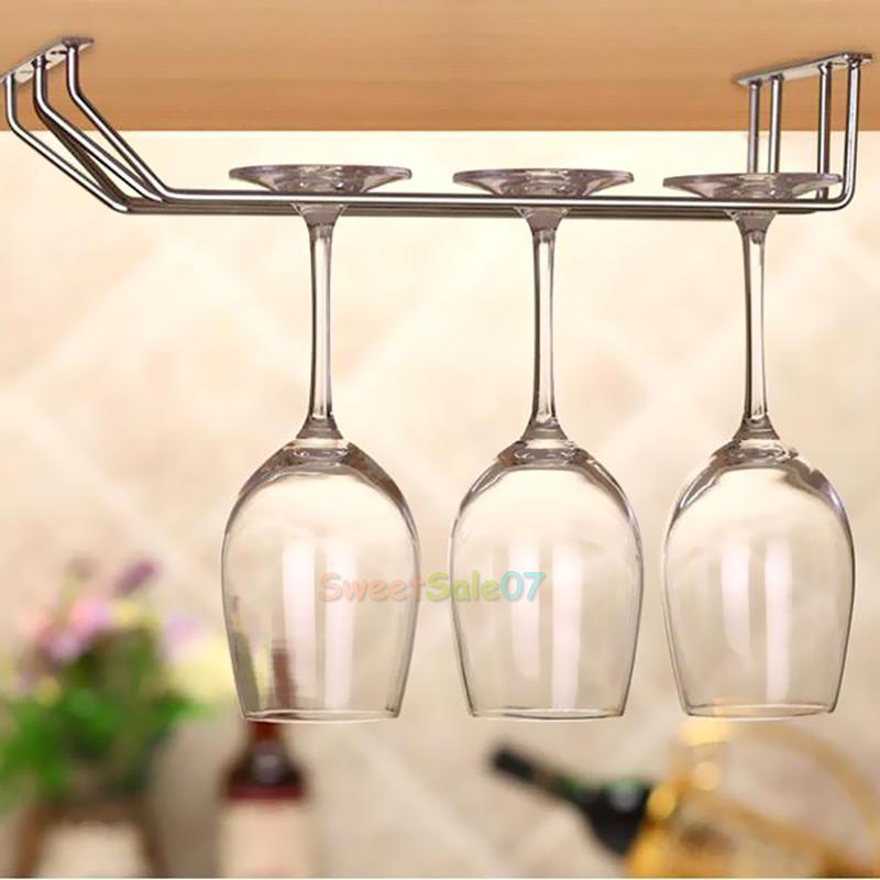 GLASS RACK Hanging Wine Glass Rack Stemware Holder Under Cabinet Storage
