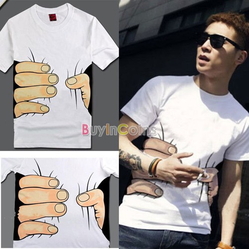 Exquisite Men&Women; Big Hand Printed Catch Cotton Short Sleeve T-shirt Gift RSUS