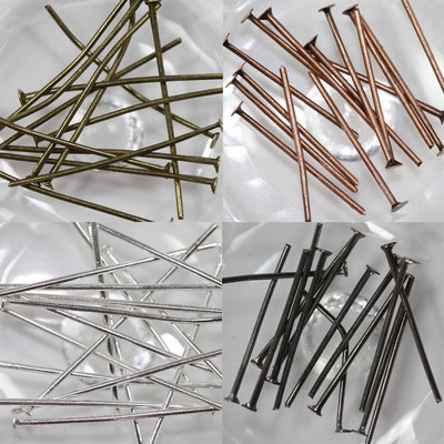 New 100/200Pcs Silver Plated Brass Flat Head Pin Finding 20mm 30mm 40mm 50mm