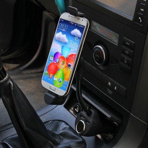 Car Cigarette Lighter Socket +Dual USB Charger + Mount Holder For Cell Phone GPS