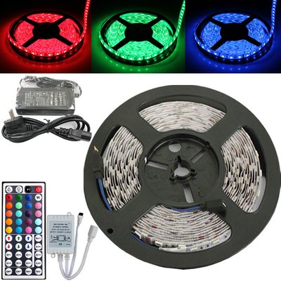 5m 5050 RGB 300 LED SMD Light Strip Lamp 44 Key IR 12V 5A Power Supply