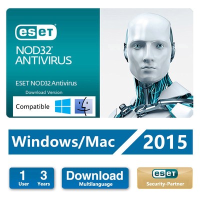 ESET Nod32 Antivirus 8.0 / 2015 / 8 1 User 3 Years Download Edition for Win &Mac;