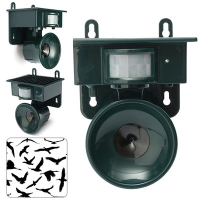 Solar PIR Motion Sensor Ultrasonic Bird Repeller Bat Animal Distress Repellent