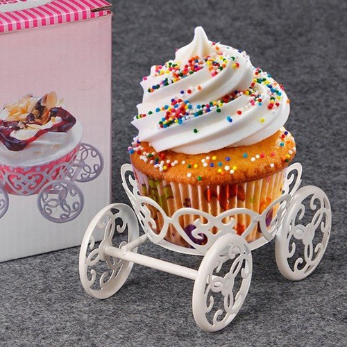 New White Cart Wheel Pastry Cake Cupcake Holder Wedding Birthday Party Decoratio
