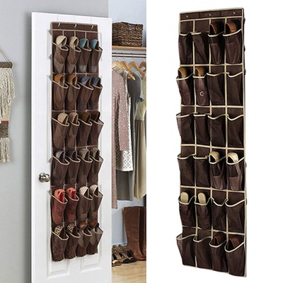 24 Pocket Shoe Space Door Hanging Organizer Rack Wall Bag Storage Closet Holder