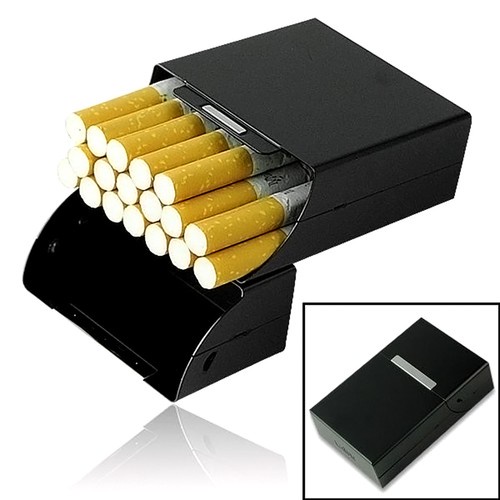 Black Aluminum Metal Cigar Cigarette Box Holder Storage Case Gift New