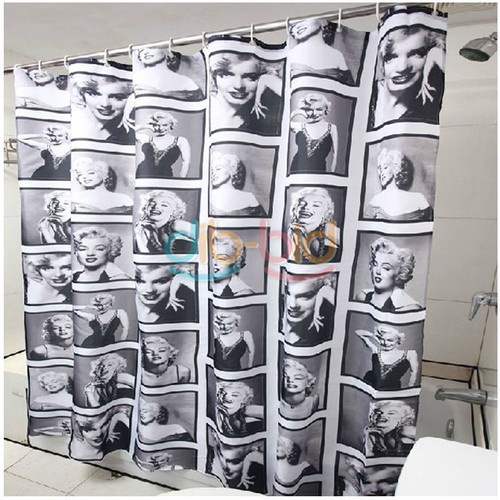 180cm Miss Marilyn Monroe Home Bathroom Waterproof Shower Curtain 12 Hook Hot