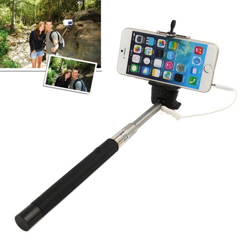 Extendable Handheld Selfie Self Phone Stick Monopod 3.5mm Wired w/ Remote Button