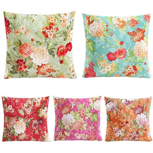Classic European Floral Suede Throw Pillow CushionCover Cases Sofa Home Decor