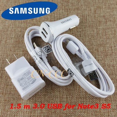 OEM Genuine car charger Wall Charger+ 5FT 3.0 Cable for Samsung Galaxy Note 3 S5