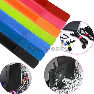 7 Colors Straps Wrap Wire Velcro Cable Organizer Cord Holder Tie Rope For PC TV