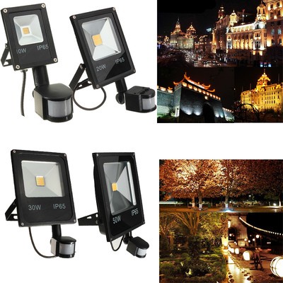 10W 20W 30W 50W PIR Motion Sensor LED Flood Wash Light IP65 Warm/Pure White Lamp