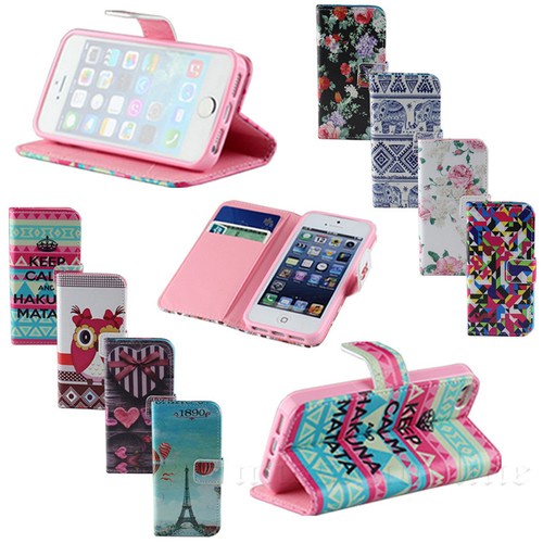Leather Flip Flower Wallet Magnetic Pouch Soft Case Cover For Apple For Samsung