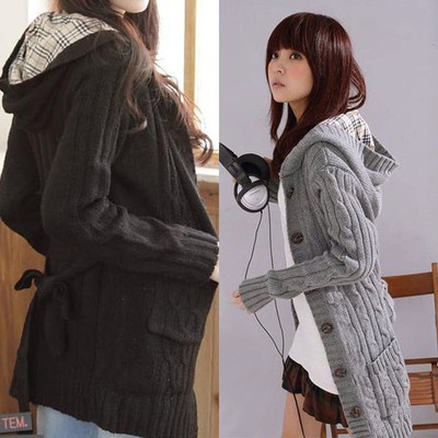 New Women Long Sleeve Knitted Cardigan Loose Casual Sweater Lady Jacket Coat