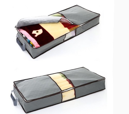 1PC Grey Non-woven Large Storage Organizer Box Carpet Clothing Underbed Bag 70L