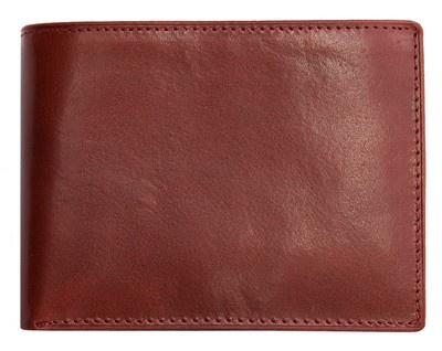 Men's quality Italian red genuine firm leather wallet with no logos or markings.