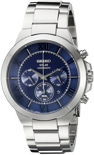 Seiko Men's Recraft Solar Chronograph 100m Stainless Steel Watch SSC281