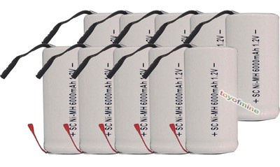 10x Sub C SubC With Tab 6000mAh 1.2V Ni-MH Rechargeable Battery White High Power