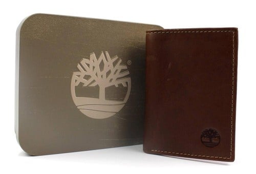NEW TIMBERLAND MEN'S GENUINE LEATHER PASSCASE ID WALLET TRIFOLD BROWN D77221/01