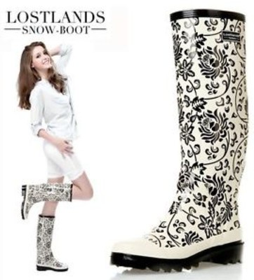 Ladies Fashion Floral Print Wellington Wellies Rubber Rain Boots Shoes  065