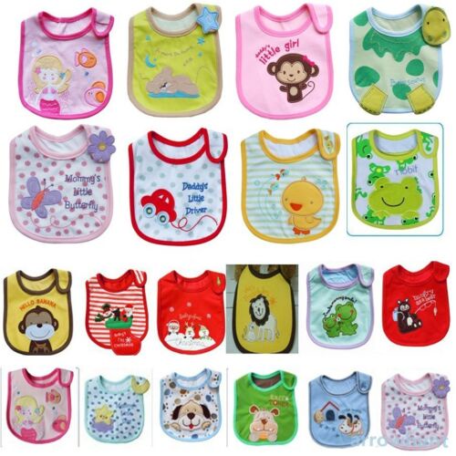 New Infants Kids Cartoon Pattern Baby Towel Saliva Waterproof 3 Layer Lunch Bibs