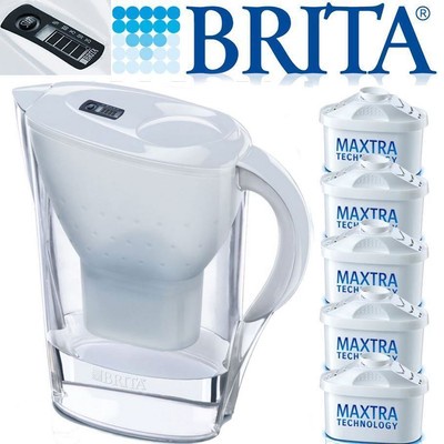 BRITA New Marella 2.4L White Jug with 5 Month Pack of Maxtra Water Filter Refill