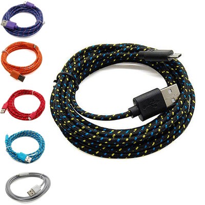 3M/10FT Hemp Rope Micro USB Charger Charging Sync Data Cable Cord for Cell Phone