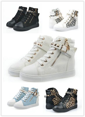 2014 Hot Women Casual Sneakers Rivets Buckle Zipper Walking Canvas Shoes