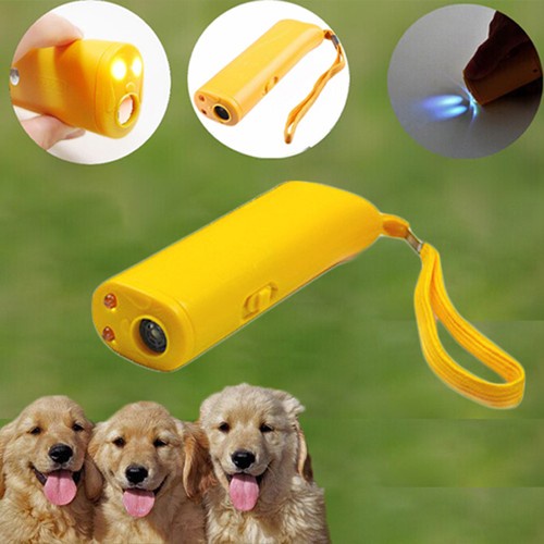 Yellow ULTRASONIC  Pet Dog REPELLER TRAINING AID STOP ANTI BARKING DEVICE TOP