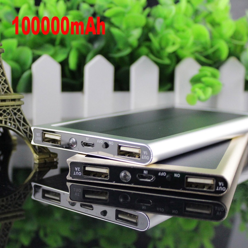 New 100000mAh Dual USB Portable Solar Battery Charger Power Bank For Cell Phone