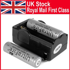 2x UltraFire 18650 Rechargeable 3.7v 5000mAh Li-ion Battery + Smart Charger F