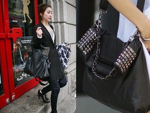 Black Fashion Korean Style Lady Women Hobo PU leather Handbag Shoulder Bag Purse